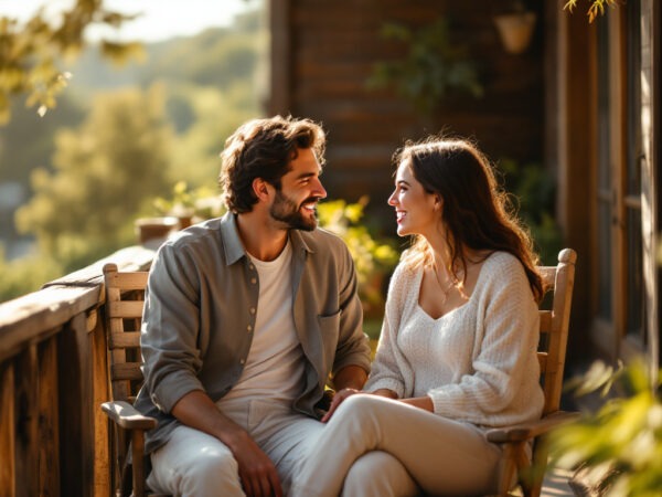 couple assis sur la terrasse